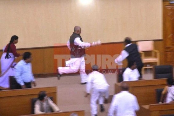 Tripura MLA runs away with Speaker's mace, stalls house Tripura MLA runs away with Speaker's mace, stalls house